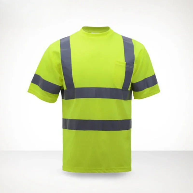 Summer Breathable Quick Dry Outdoor Sports Safety Work T Shirt Fluorescent High Visibility Reflective Qme
