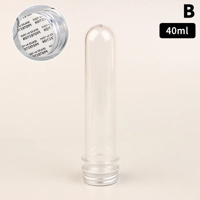 30 40 PET Test Tube Bottle Transparent Cylindrical Plastic Refillable Qme 40ml B