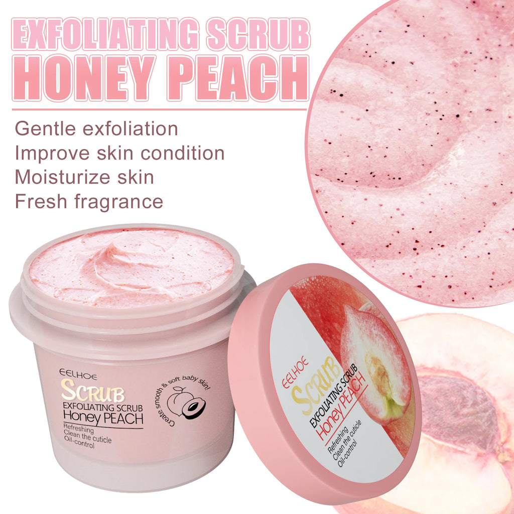 Honey Peach Body Scrub Cream Deeply Cleansing Exfoliating Scrub for Smooth & Glowing Skin Dead Skin Removal Moisturizing Qme