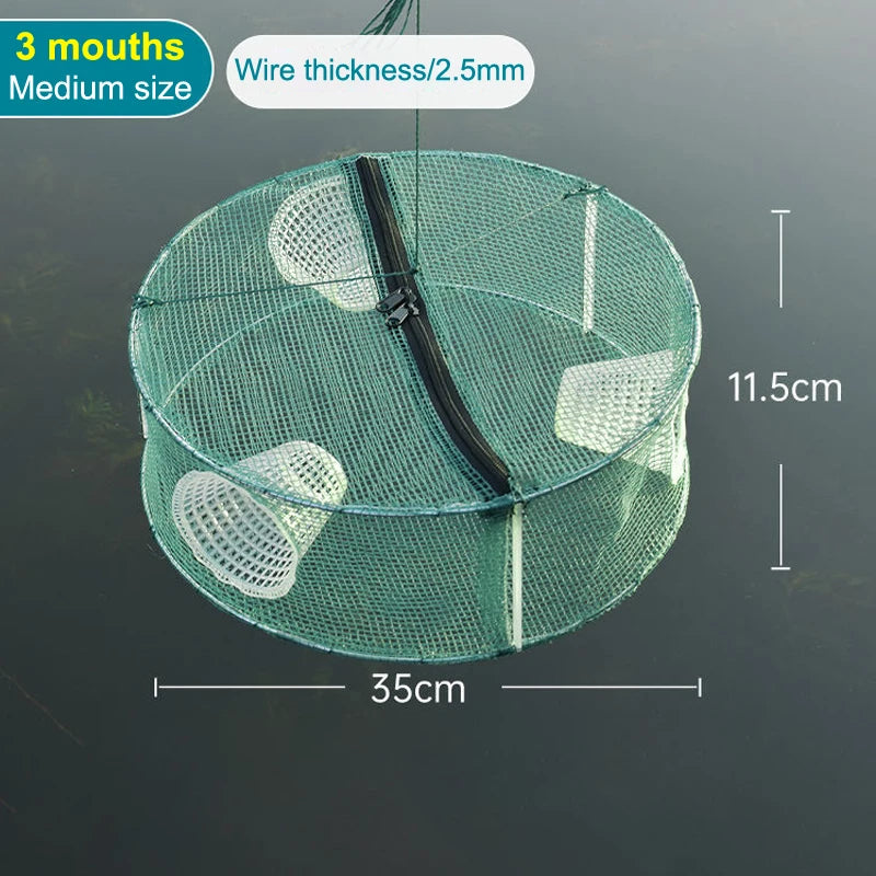 Fishing Net Mesh Folded Round 3 4 Holes Fish Shrimp Automatic Trap Qme 3
