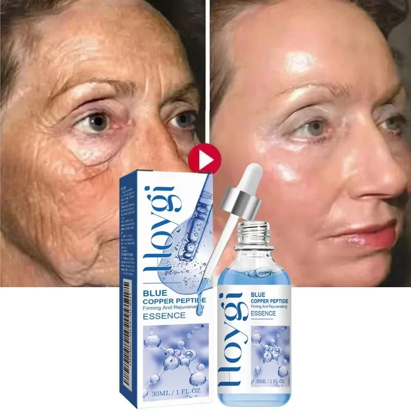 Blue Copper Peptide Wrinkle Remover Serum Instant Firming Lifting Anti-Aging Fade Fine Lines Whitening Korean Skin Care Products Qme