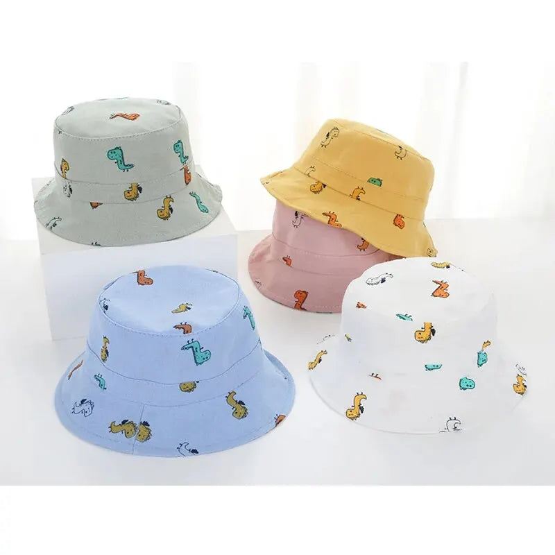 Cartoon Giraffe Print Baby Bucket Hat Children Casual Panama Cap Kids Foldable Camping Fishing Outdoor Sun Hats Fisherman Caps Qme