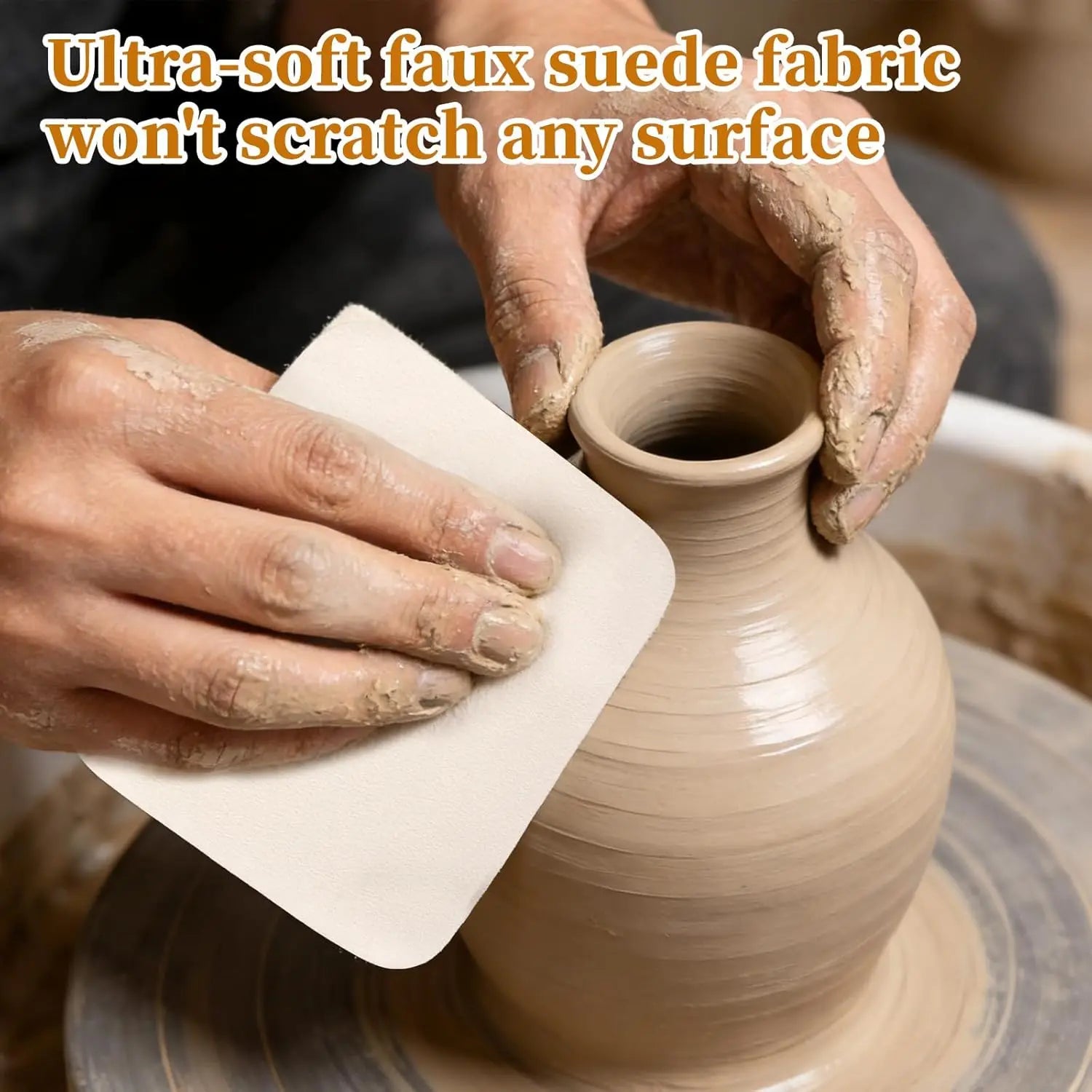 Ceramic Shaping Cloth, Artificial Suede Leather Pottery Tool Kit, Pottery Trimming and Cleaning Tools for Potters. Qme
