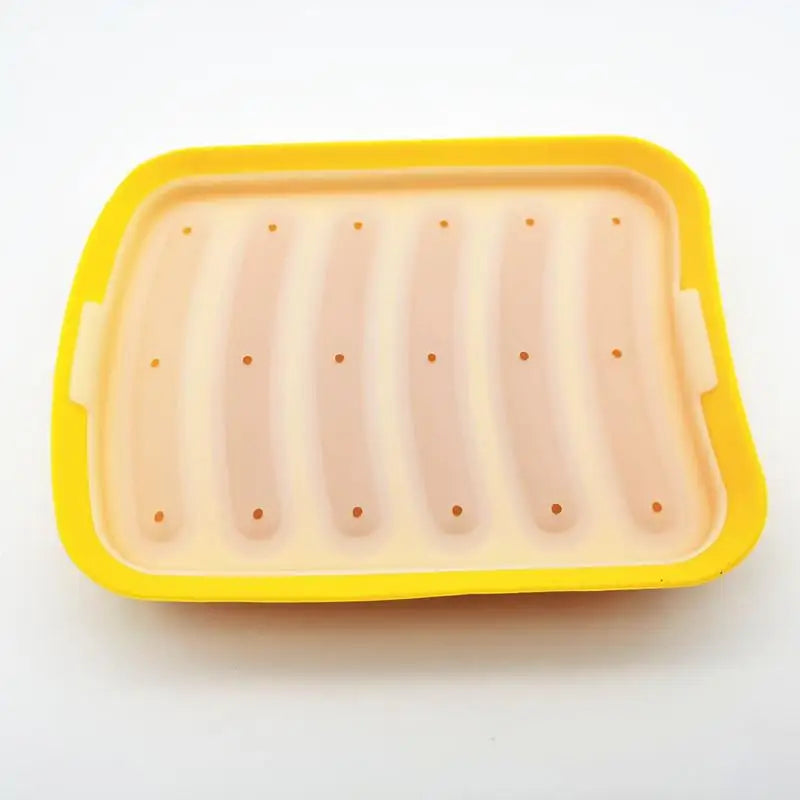 Sausage Maker Mould 6 Cavity Silicone DIY Ham Hot Dog Making Moulds With Lid Household Sausages Cake Baking Tool Molds Qme Yellow