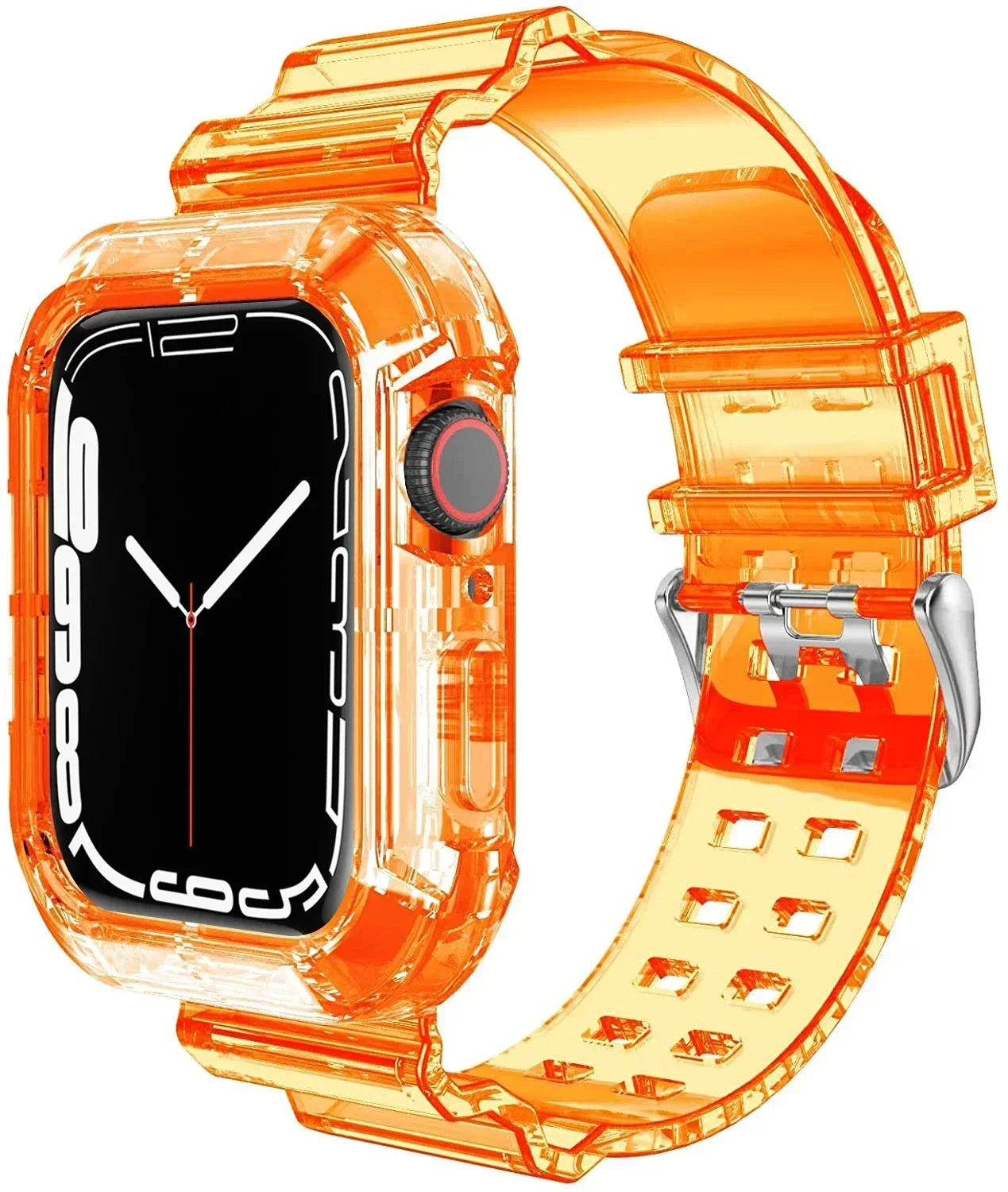 Clear Band + Case for Apple Watch Series 9 8 7 6 SE 5 49mm 45mm 44mm 42mm 41mm Transparent for iwatch 3 38mm 40mm Plastic Strap Qme TRO 42 44 45MM