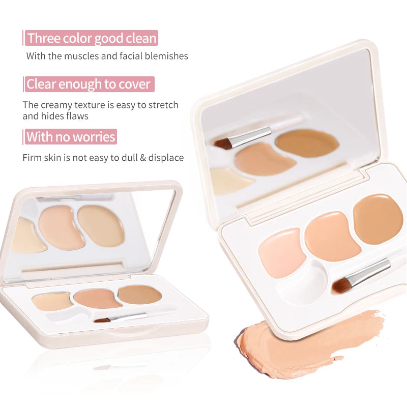 Three color concealer, waterproof concealer, perfect concealer effect, professional makeup concealer Qme
