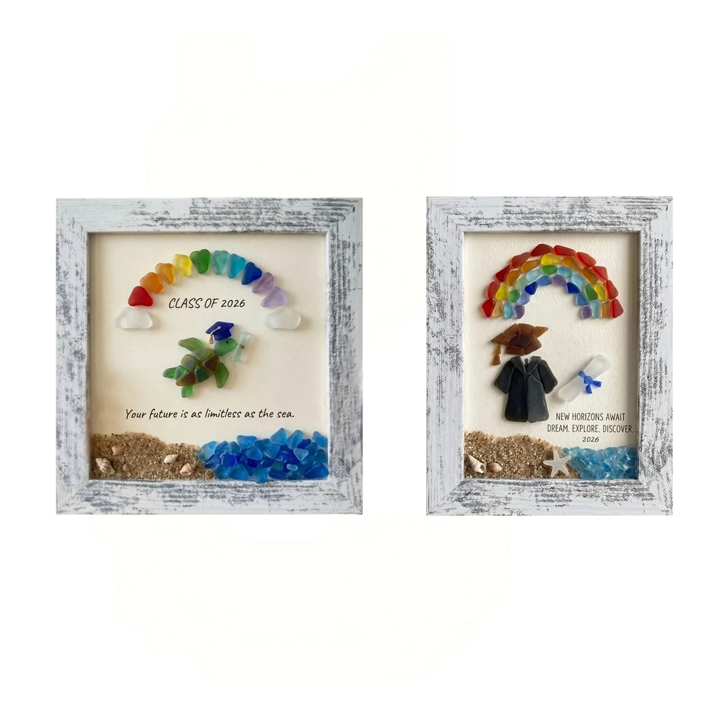 Sea Theme Photo Frame Glass Graduation Gift Artwork Graduation Keepsake Gift for Friends Teachers Home Living Room Bedroom Decor Qme