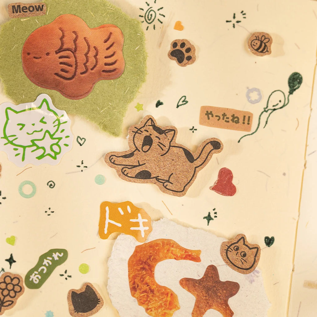 12 Sheets/6 Bag Kawaii Cute Cat Stamp Seal Sticker Pack for DIY Craft Scrapbooking Journal Planner Decoration Supplies Qme