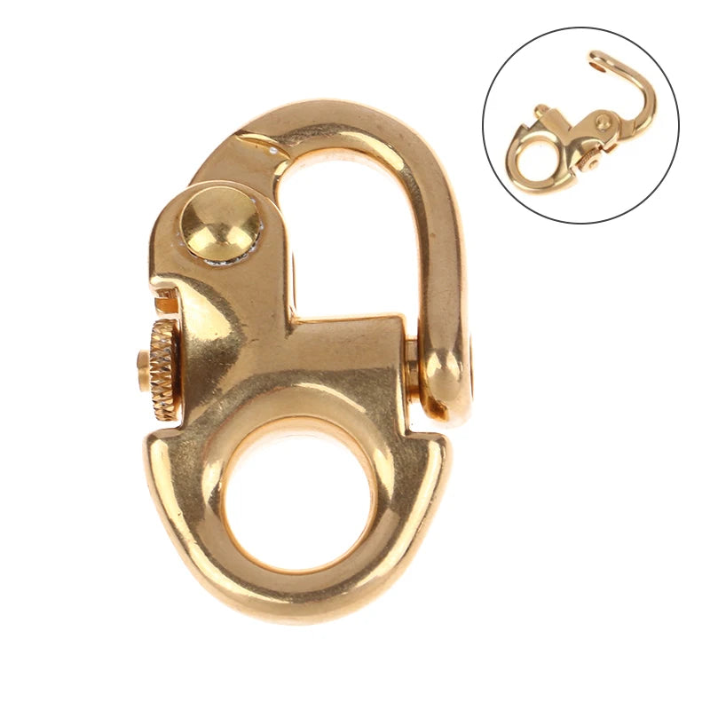 Brass Buckle Clasp Keychain Ring Push Carabiner Spring Clasps Hook Qme