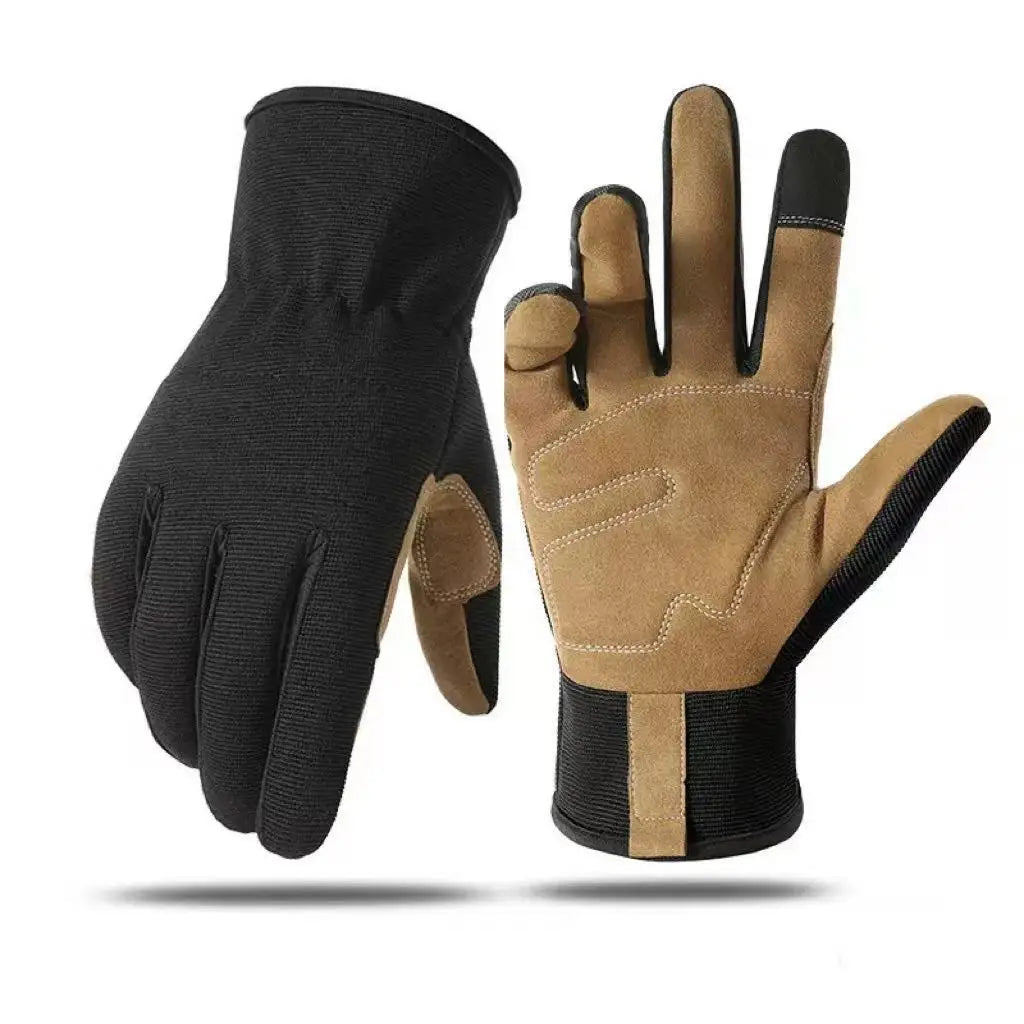 1pairs Garden Work Gloves Anti-Stab Anti-Wear Ultra Fiber Outdoor Gardening Cycling Touch Screen Mechanic Protective Gloves Qme Black L