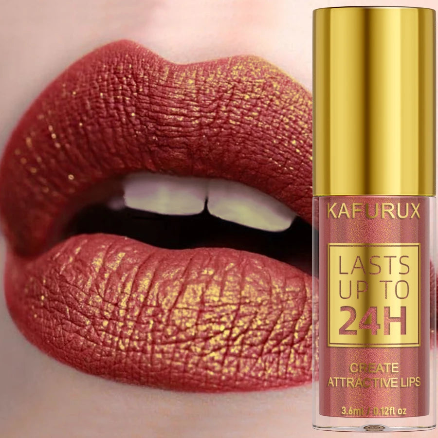 Glitter Metallic 14 Colors Lip Glaze Shiny Long Lasting Gloss Liquid Qme 03