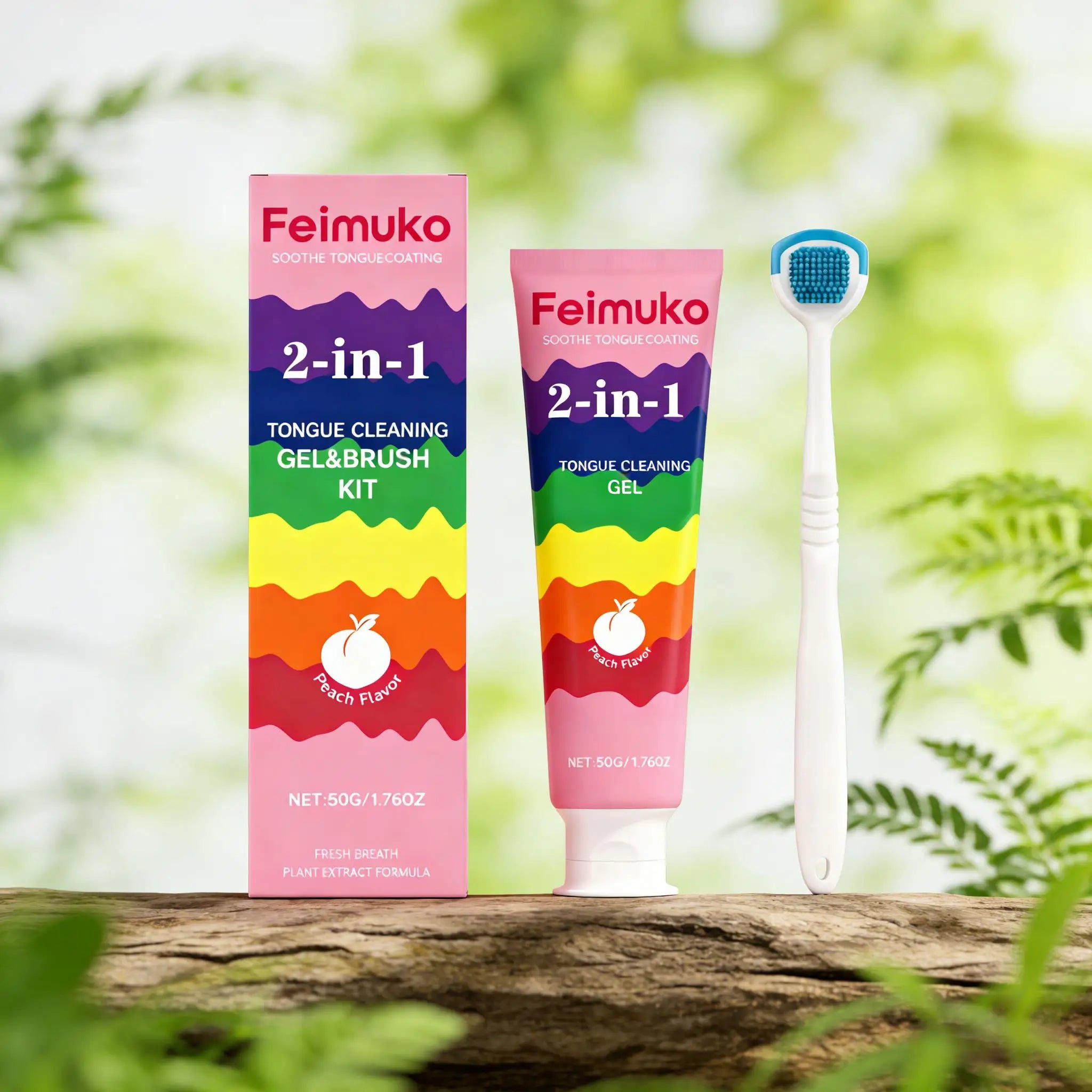 Tongue Coating Cleaning Gel Removal Odor Inhibit Oral Bacteria Refresh Bad Breath Brighten Teeth Tongue Cleaner with Toothbrush Qme