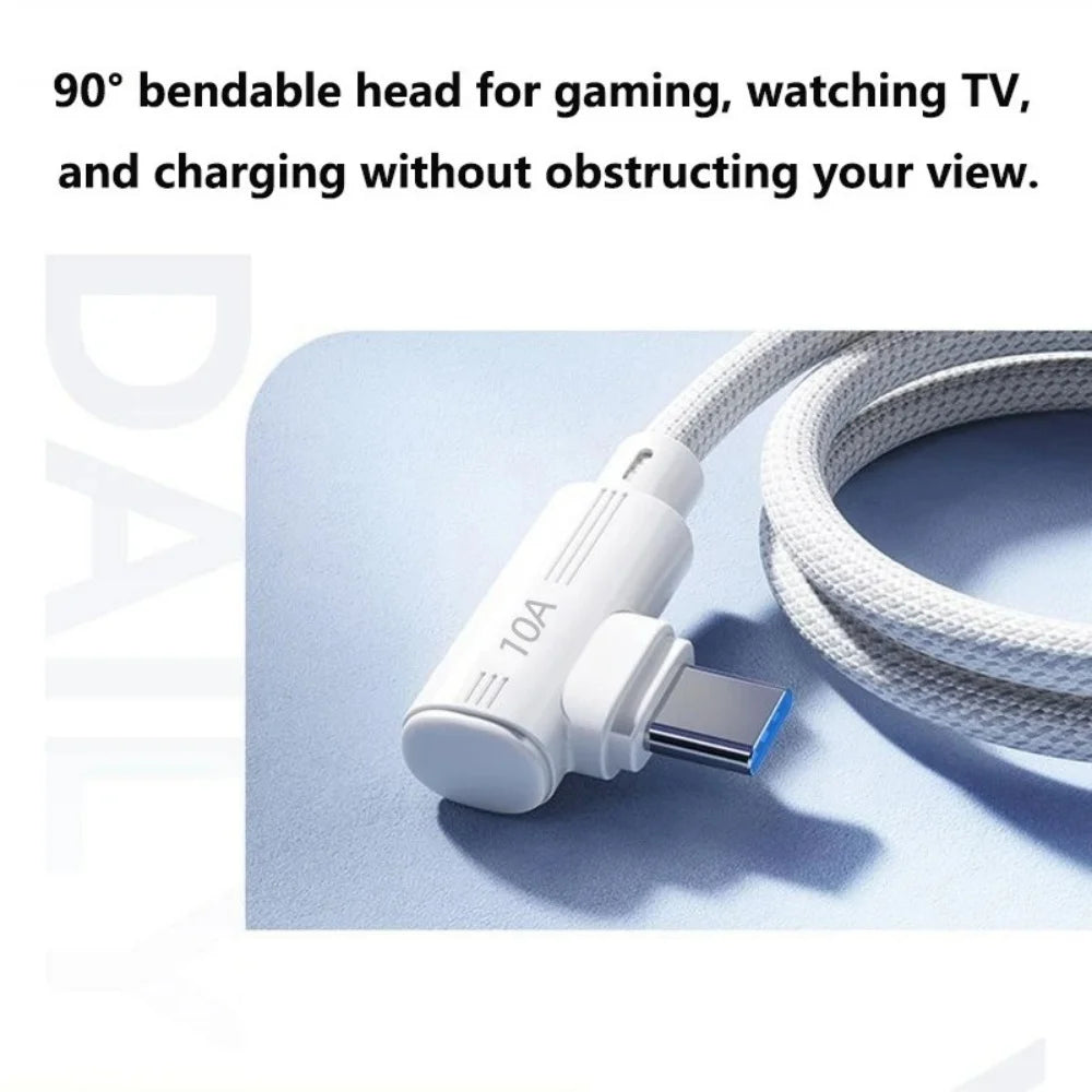 USB Type C 240W Fast Charging Cable USB-C 90° Elbow Data Line 1M/1.5M/2M/3M PD Quick Charge 3.0 Wire For Samsung Huawei Xiaomi Qme