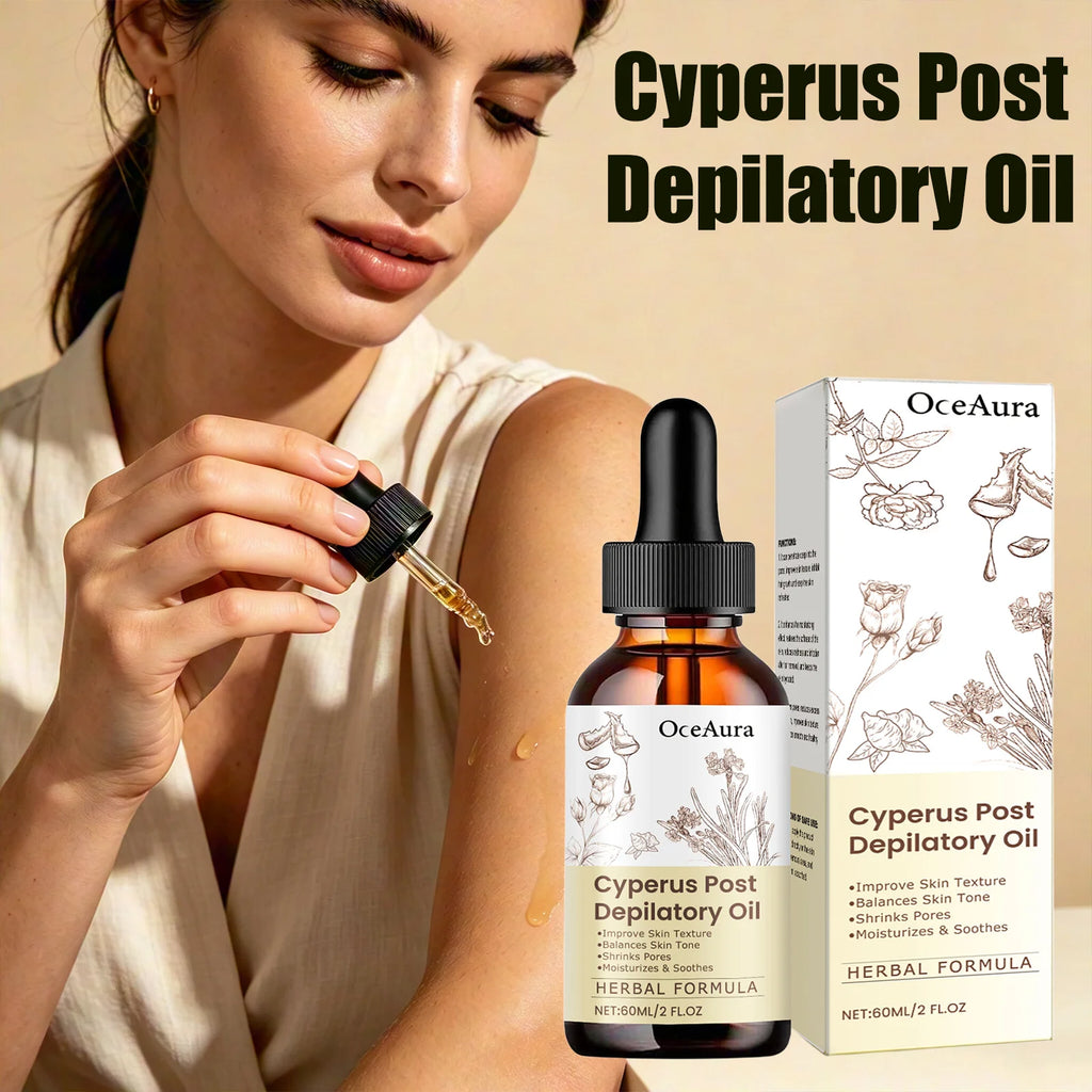 OceAura Cyperus Post Depilatory Oil Hair Growth Inhibitor Pore Minimizer Even Skin Tone Hydrating Cyprus Oil Hair Removal Care Qme