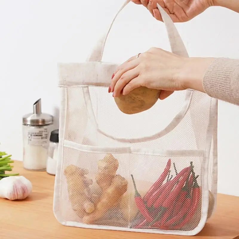 Portable Hanging Mesh Storage Bag Multi-purpose Breathable Kitchen Qme