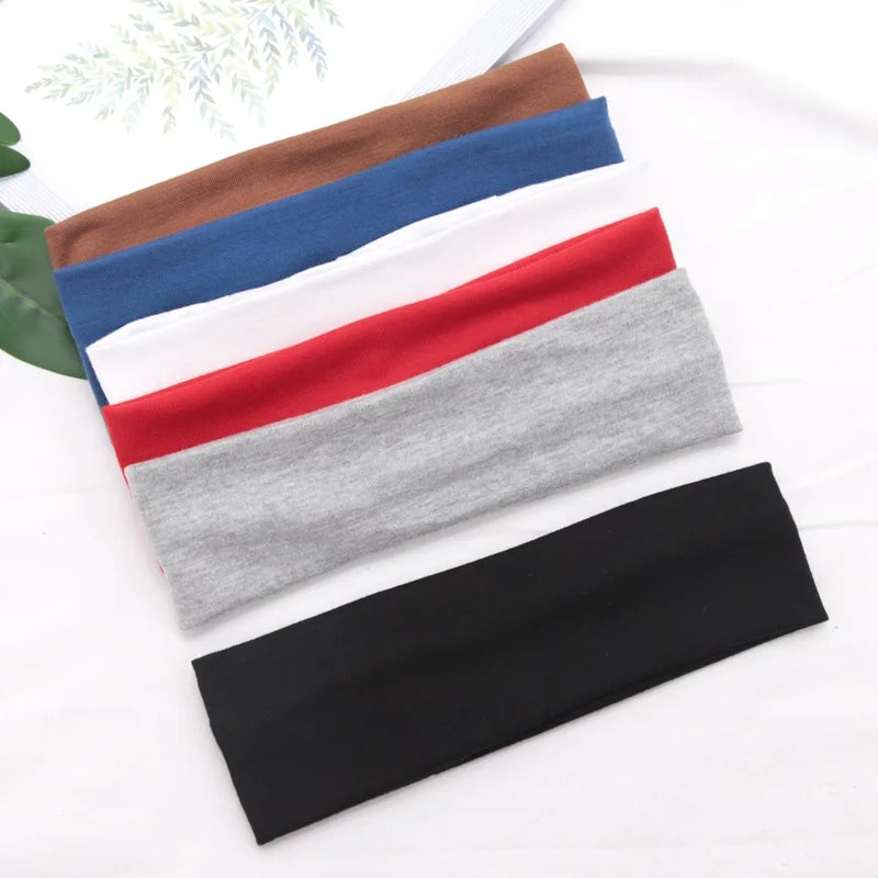 Cotton Solid Sports Headbands Gym Running Yoga Sweat Hair Bands Qme