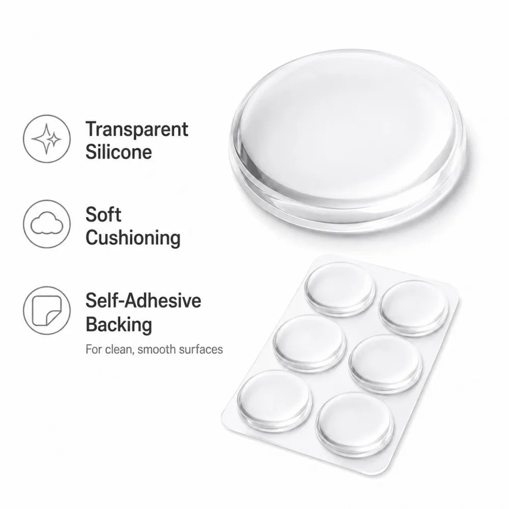 Clear Silicone Door Stopper Pads Self Adhesive Wall Protector Round Bumper Cushion Pads Transparent Door Handle Guard Home Decor Qme