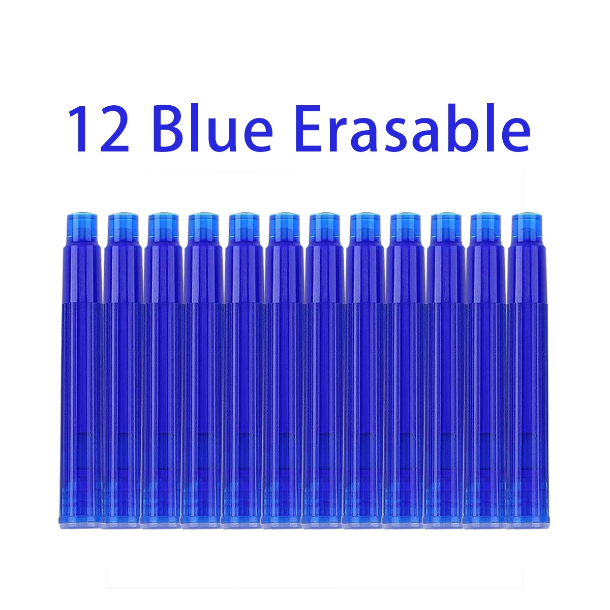 12-20PCS/Set Erasable Blue Ink Sac Fountain Pen Ink Cartridges Refills Ink 3.4mm Refillable Refills Drawing School Office Suppli Qme 12 blue