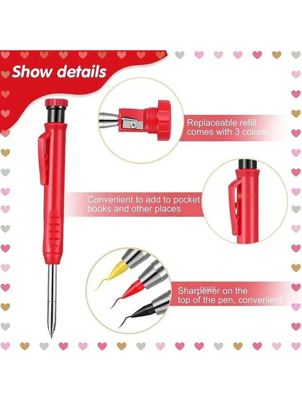 6Pcs Mechanical Pencils Drawing Woodworking Marking Pen,2.8mm Long Head Carpenter Pencil, Applicable Construction Works Qme