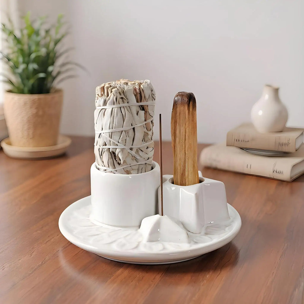 Incense Holder Sticks Ceramic Candle Ornament Multifunctional Burner Qme