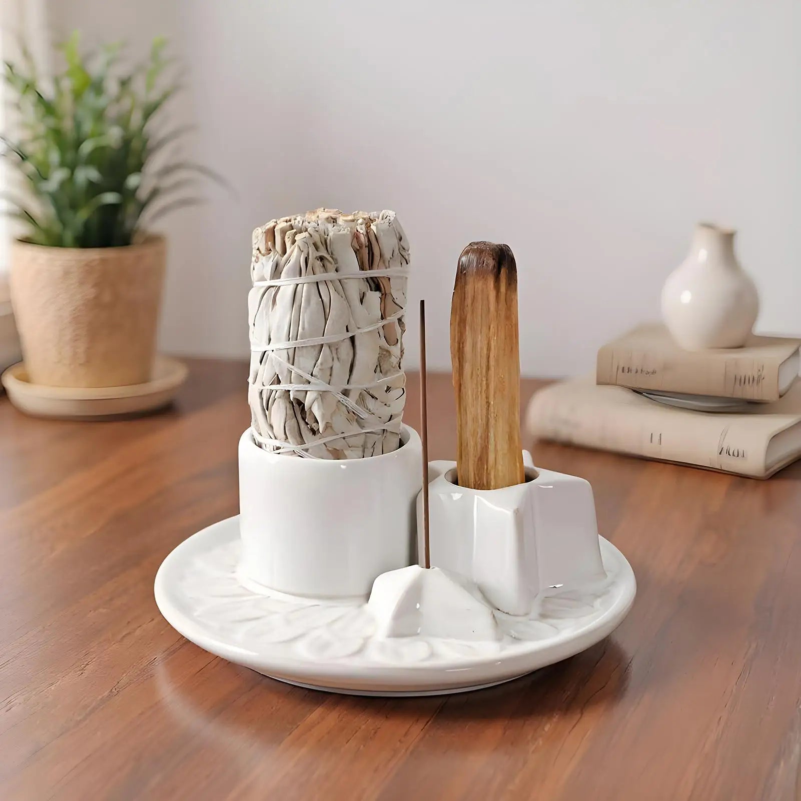 Incense Holder Sticks Ceramic Candle Ornament Multifunctional Burner Qme