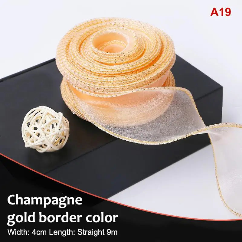 10Yards Organza Solid Ribbon Wavy Edge Flower Bouquet Gifts Packaging Qme A19