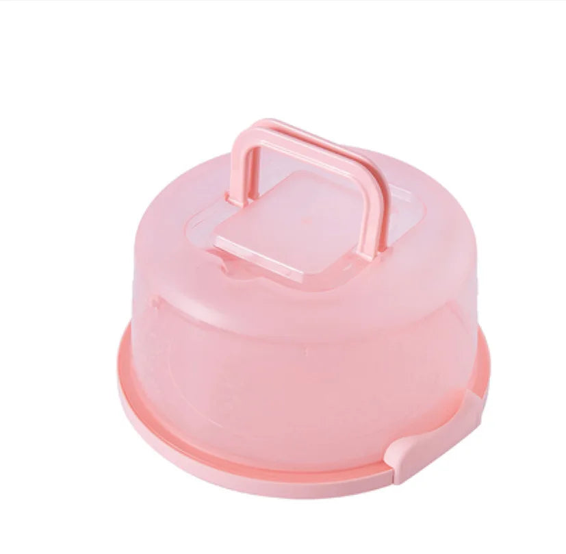 Kitchen PP Transparent Round Fresh-keeping Storage Boxs Portable Qme Pink