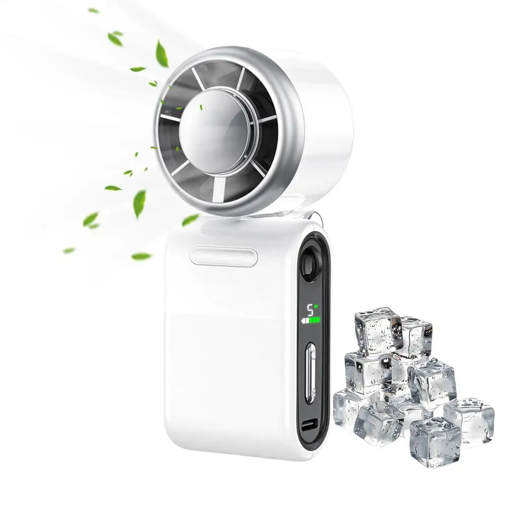 Mini Fan Handheld Digital Display Rechargeable Foldable Folding Handheld Cooling Fan For Outdoor Travel Camping Fishing Hiking Qme China Mainland White