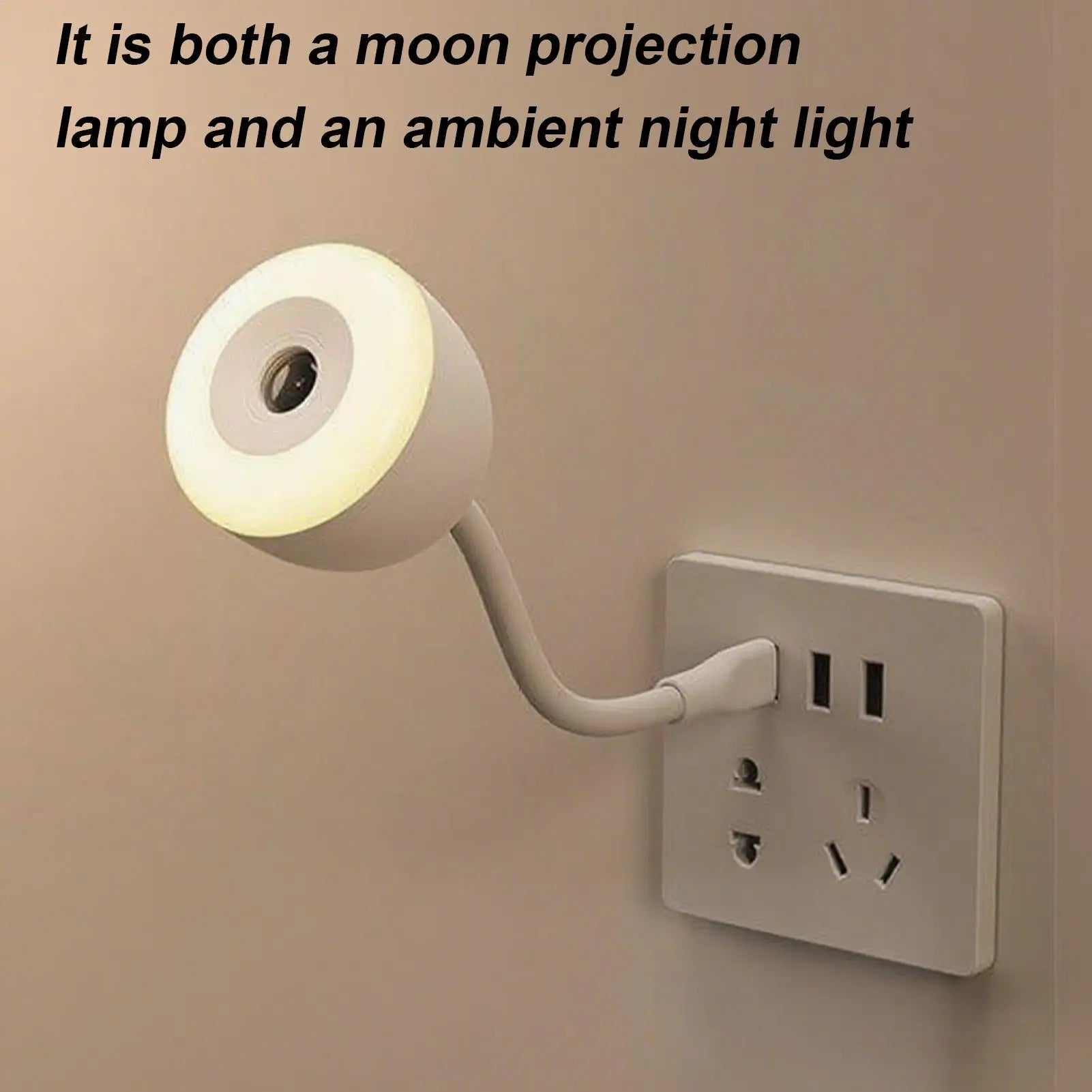 Projector Light Bedside Lamp USB Moon Projection Night 3 Modes Qme