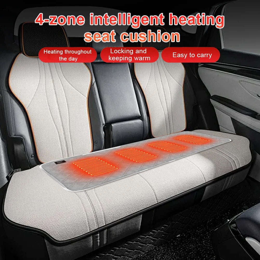 4 Heated Areas Camping Chair Heated Cushion Portable Heating Mat Cushion 3 Adjustable Temperature Type C/USB Charging for Winter Qme