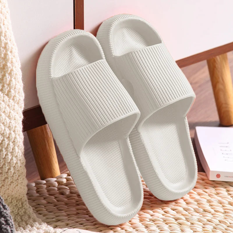 Women Thick Platform Cloud Slippers Eva Cfortable Non-Slip Home Slides Women Summer Lightweight Soft Sole Sandals Flip Flops Qme A-White 3.5cm 40-41 (fit 39-40)