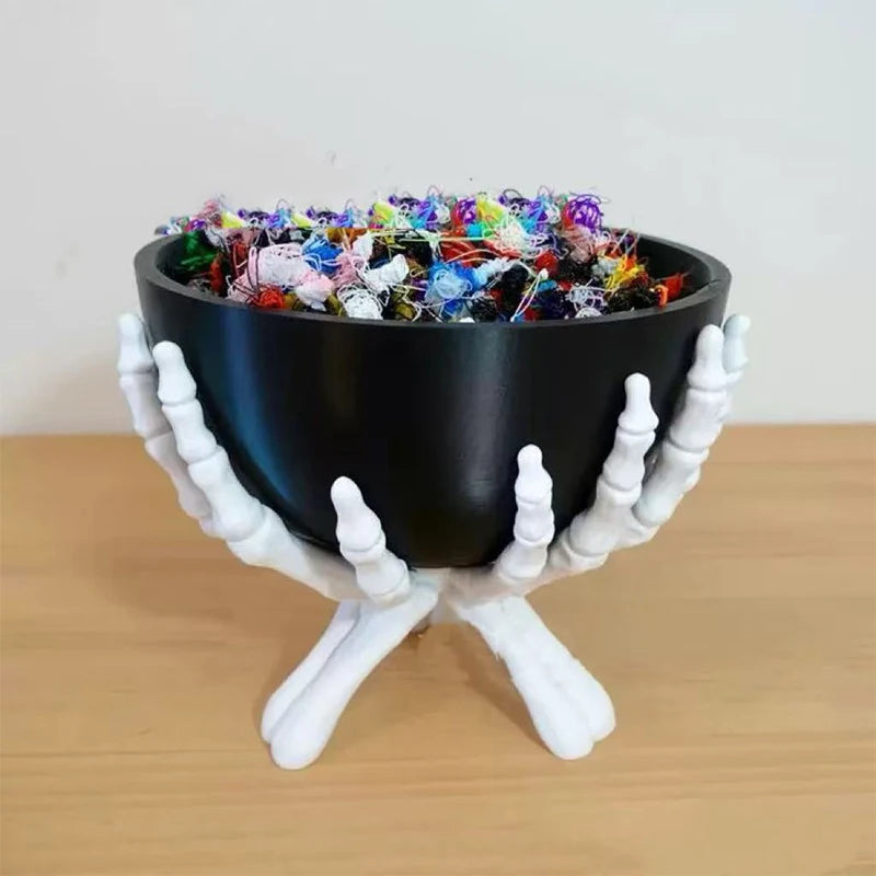 Multifunctional Halloween Candy Bowl Gothic Skeleton Hands Storage Qme