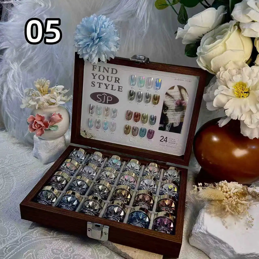 12 24 Aurora Chrome Powder Nai High-end Mirror Magic Storage Box Qme