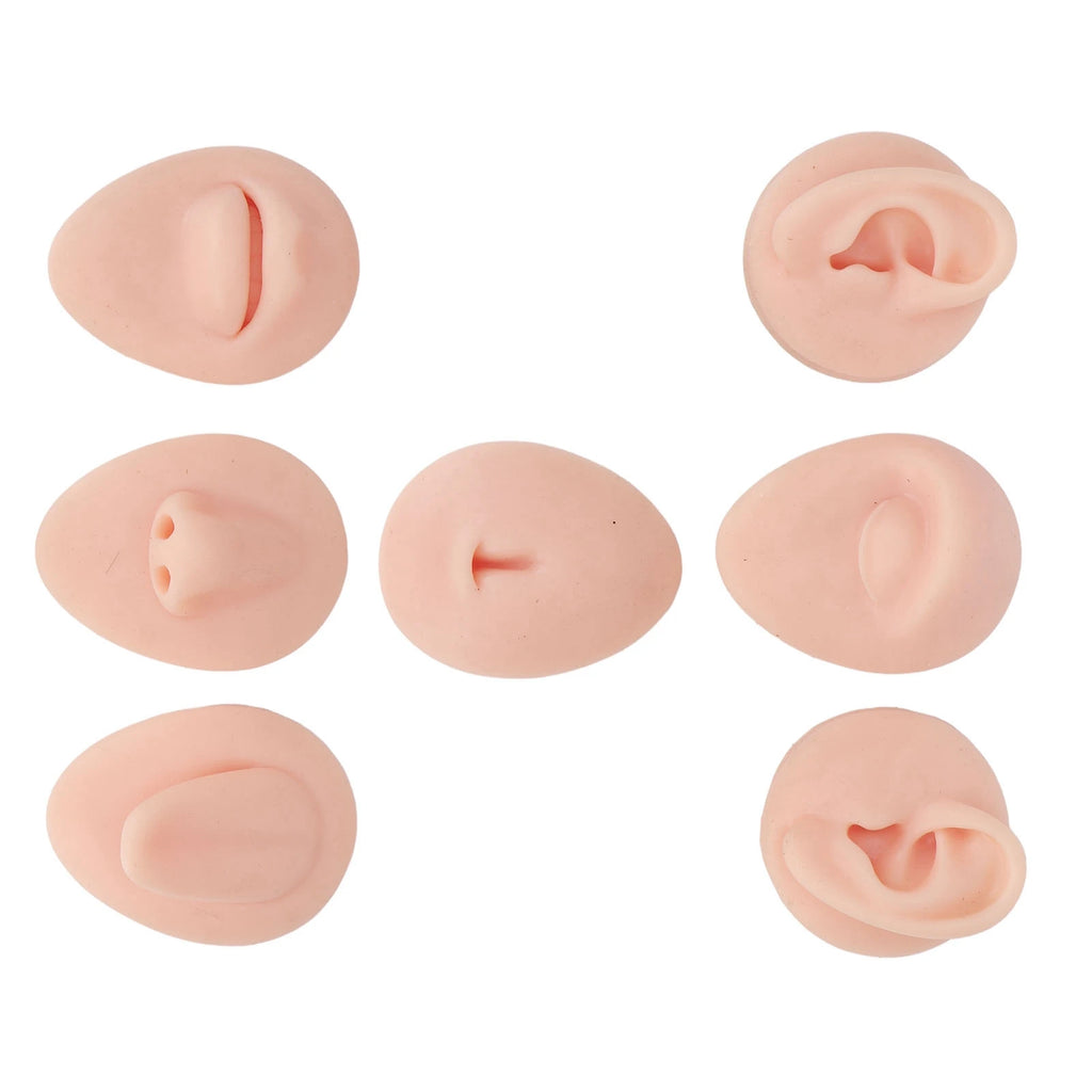 Silicone Eye Model Silicone Body Practice Model Simulation Silicone Ear Eye Nose Mouth Tongue and Belly Button Model for Novice Qme