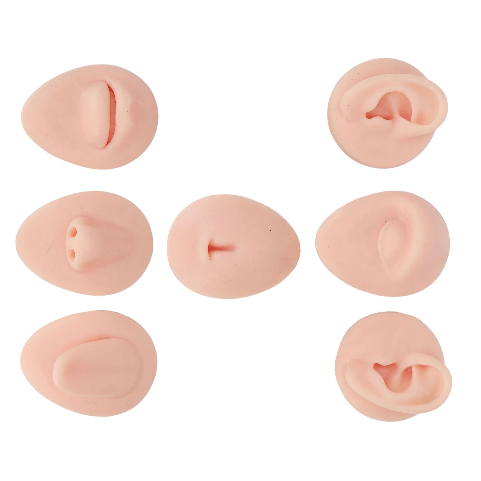 Silicone Eye Model Silicone Body Practice Model Simulation Silicone Ear Eye Nose Mouth Tongue and Belly Button Model for Novice Qme