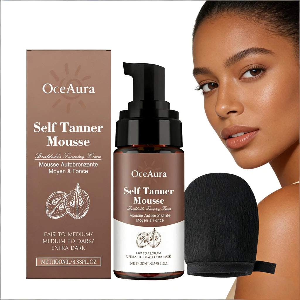 Body Self Tanning Mousse Organic Sunless Tanning Foam Spray Fast Face Tan Bronzer Nourishing Lotion Sunbed Tanning Accelerator Qme