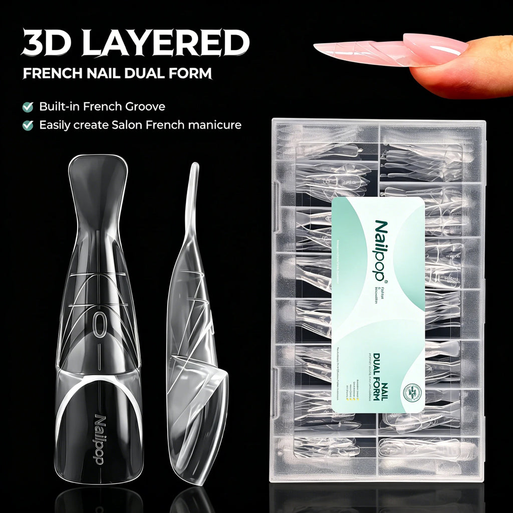 Nailpop 3D Ladder French Nail Exclusive Art Builder Molds Oval Clear Qme