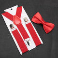 Kids Suspenders for Pants Bowtie Set Matching Tuxedo Suit Boy Girl Childs Black Adjustable Y-Back Brace Belt Wedding Accessories Qme Red