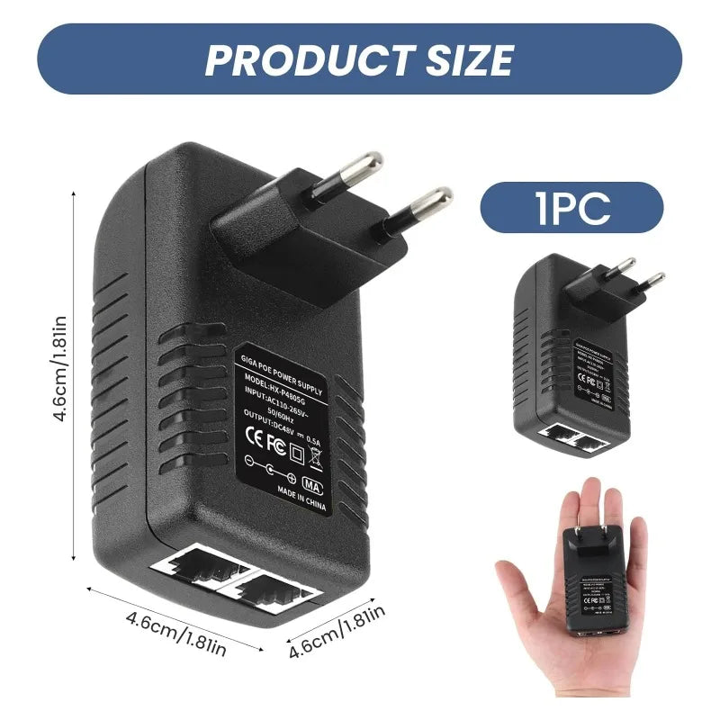 2PCS 48V 0.5A Non-Standard POE Power Supply US UK EU Plug POE Injector Adapter Module Qme