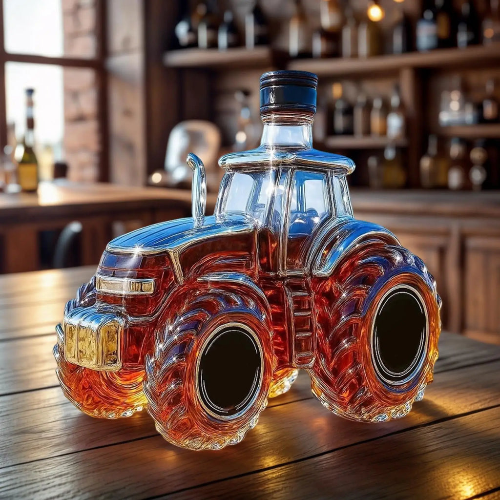 Liquor Decanter Tractor Design Drink Container Glass Whiskey Bottle Qme