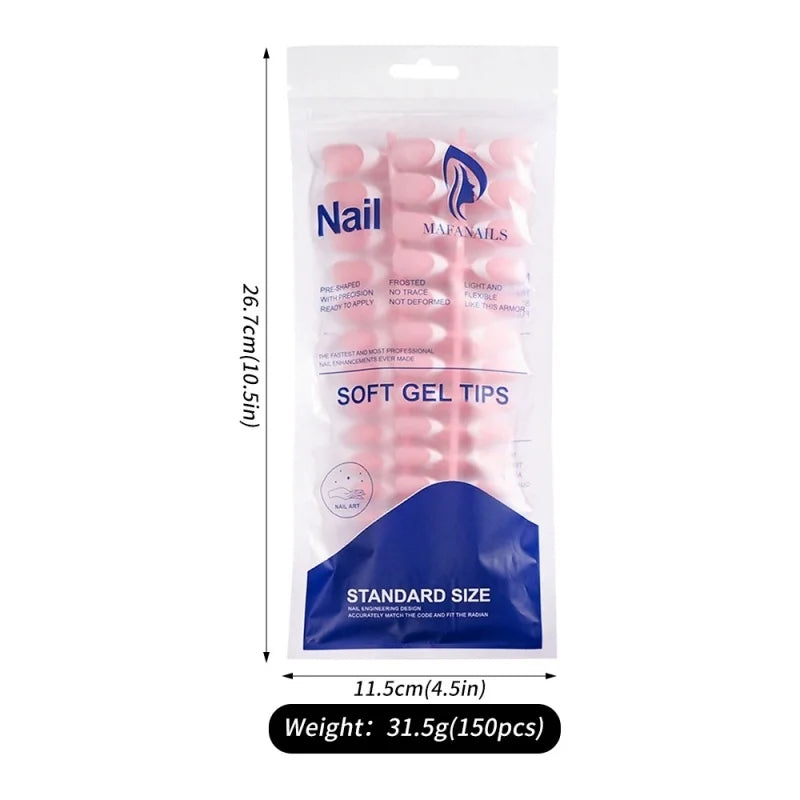 150pcs French White Edge Wearing Nail Pink Fake Nail Piece Full Sticker Matte Manicure Ultra thin White Qme
