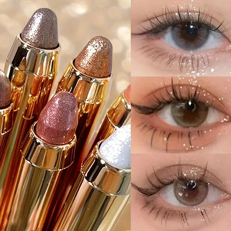 Shimmer Eyeshadow Stick Easy Glitter Highlighter Eyeshadow Pencil Brightening Makeup Pink Silkworm Champagne Gold Eyeliner Pe Qme