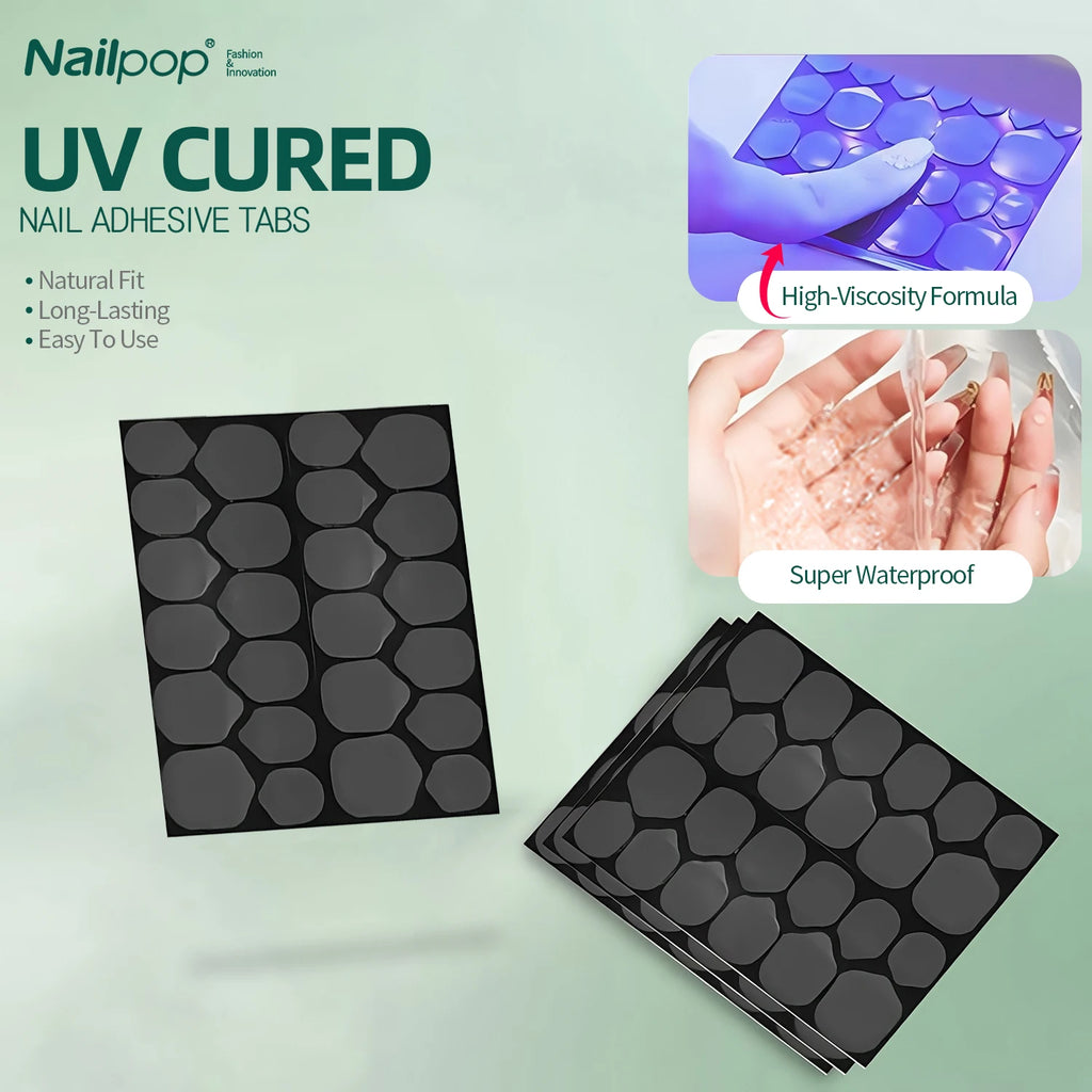 Nailpop UV Cured Nail Adhesive Tabs Sticky Breathable Double Sided Qme