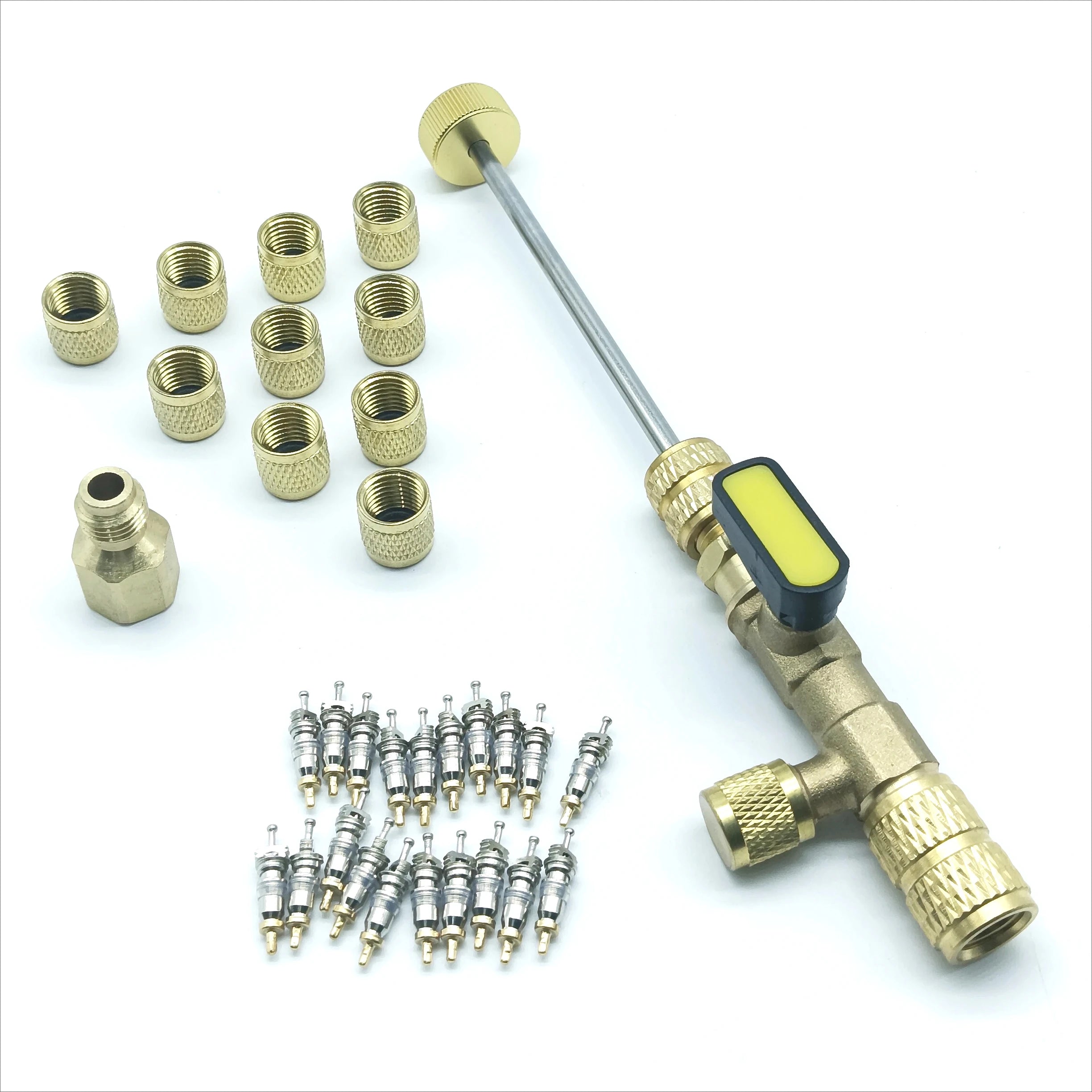Valve Core Remover Installer Tool, R410A R22 AC Schrader Valve Core Remover, Dual Size 1/4" & 5/16" Port HVAC Valve Core Removal Qme