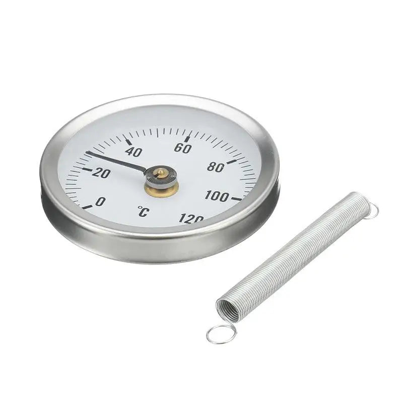 0-120℃ Stainless Steel Clamp-on Tube On Tube Heating Spring 63mm Metal Temperature Temp Gauge Spring Industrial Tool Qme