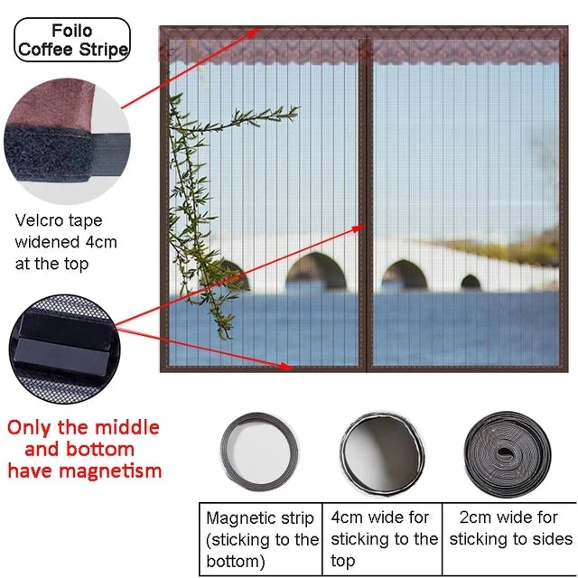 Summer Self-adhesive Window Screen Anti-Mosquito Prevent Flying Insects Invisible Mesh Curtains Removable Magnetic Screen Window Qme coffee 100x120cm