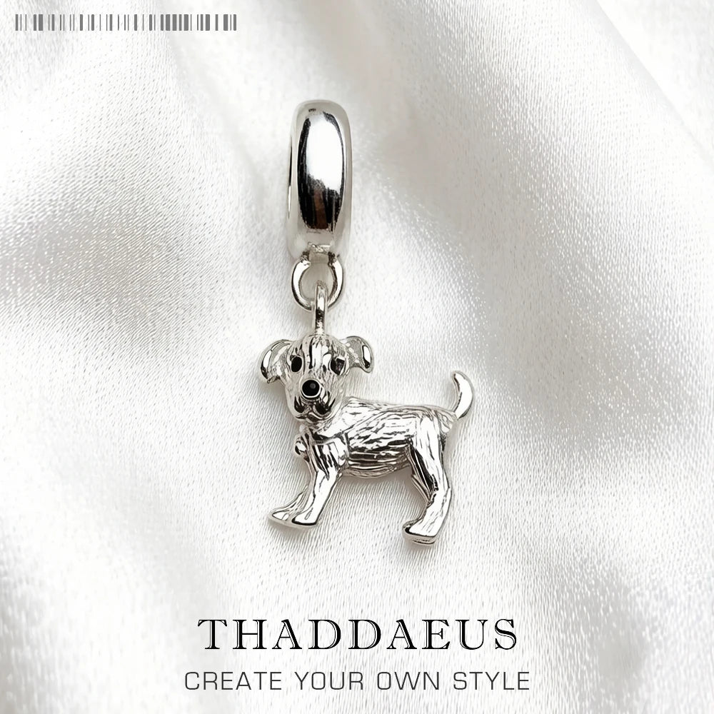 Winter Brand New Fashion Small Dog Charm 925 Sterling Silver Pure Cute Pendant Women Men Jewelry Gifts Qme Ring