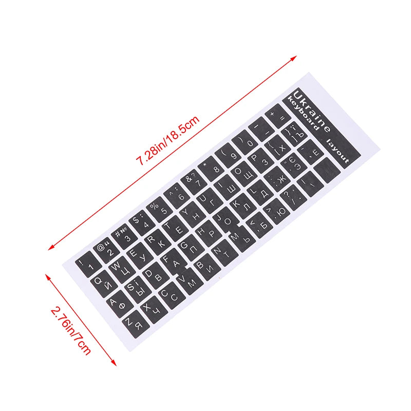 Ukraine Language Keyboard Sticker Black Clear Background White Blue Qme