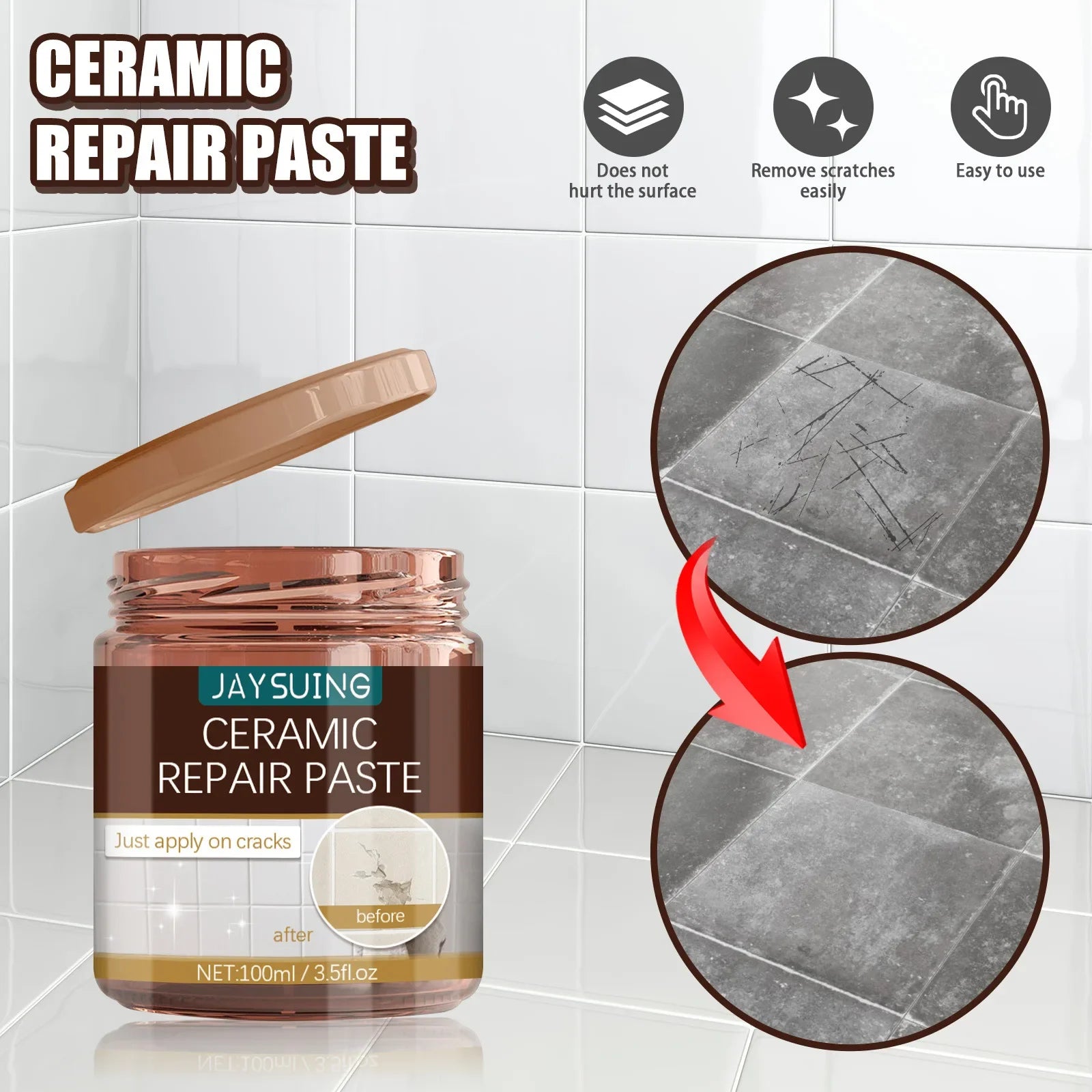 Tile Repair Agent Porcelain Crack Marble Floor Tile Toilet Washbasin Repairing Strong Bonding Waterproof Crack Repair Caulk Glue Qme