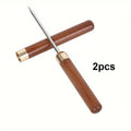 2pcs Ice Pick, Used for Ice Breaking, Stainless Steel Ice Pick with Ebony Handle and Safety Cover, Multifunctional Ice Pick Qme 2pcs Brown